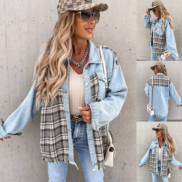 Ladies Color Block Turn-Down Collar Shirt