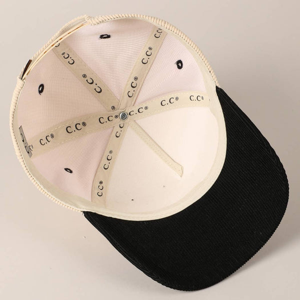 Put It On My Cowboy's Tab Two-Tone Corduroy Cap