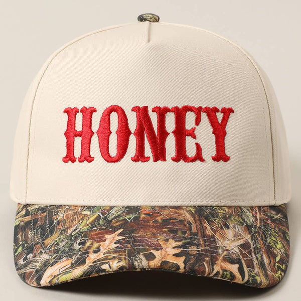 HONEY Lettering Embroidery Camo Two-Tone Cap