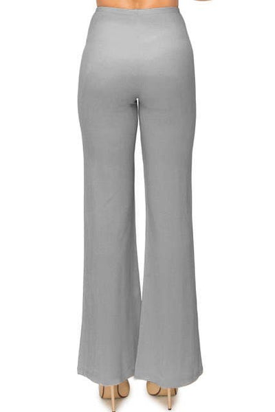 Solid gray formal dressy pants with seam front slim looking