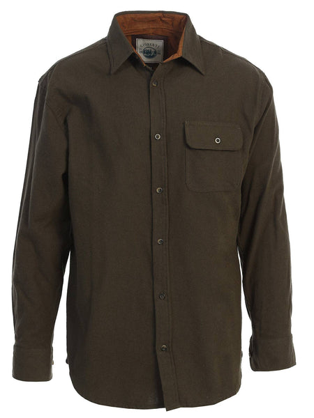 Men's Solid Long Sleeves Flannel Button Up Shirt with Corduroy