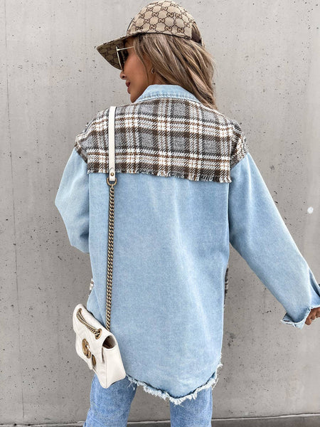 Ladies Color Block Turn-Down Collar Shirt