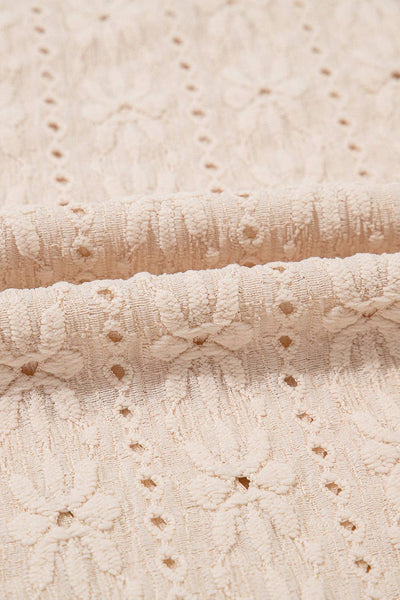 Oatmeal Floral Textured Crew Neck Tank Top