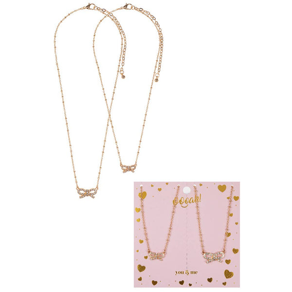 Bow with Rhinestone Mama Mini Necklace Set: ONE SIZE / CLR