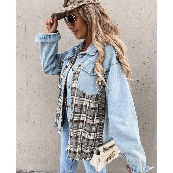 Ladies Color Block Turn-Down Collar Shirt