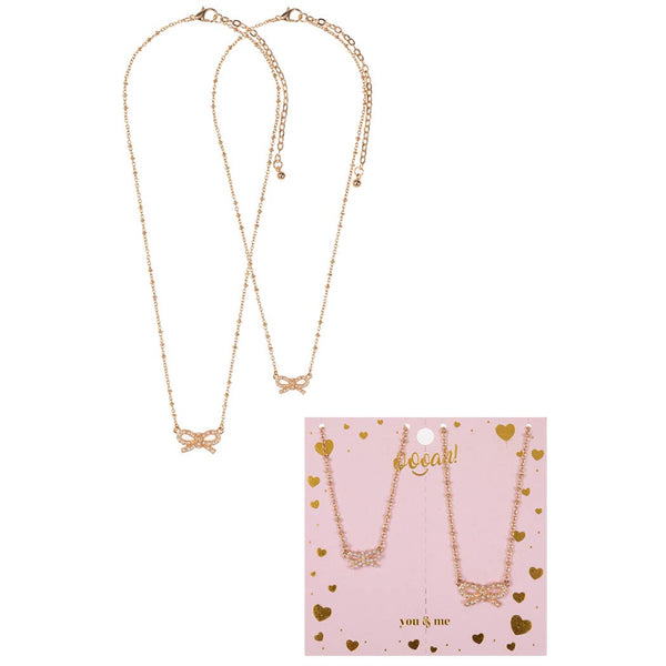 Bow with Rhinestone Mama Mini Necklace Set: ONE SIZE / CLR