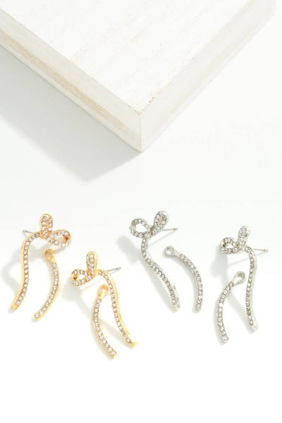 Sparkle Bow Earrings: Silver