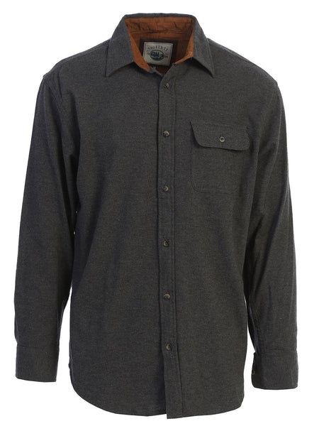 Men's Solid Long Sleeves Flannel Button Up Shirt with Corduroy