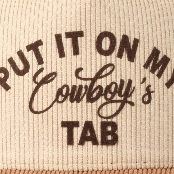 Put It On My Cowboy's Tab Two-Tone Corduroy Cap