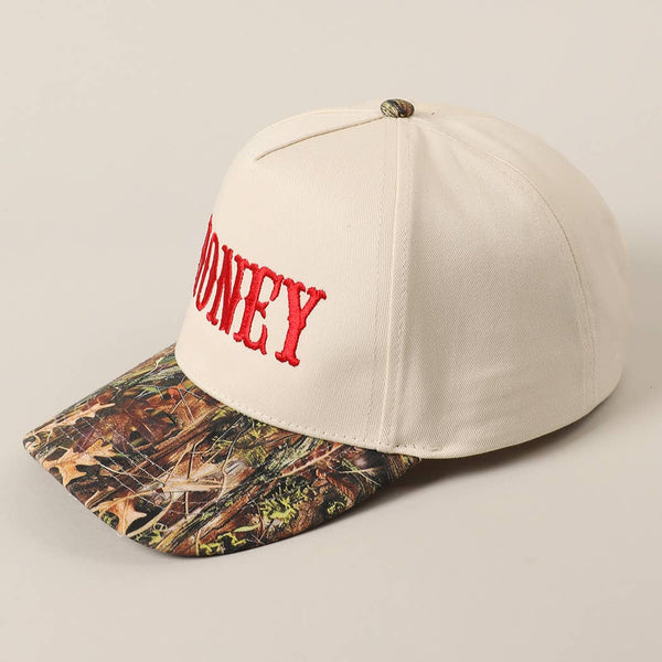 HONEY Lettering Embroidery Camo Two-Tone Cap