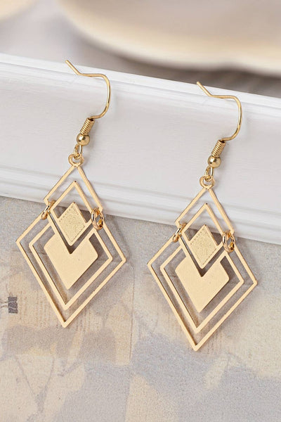 LDC Vintage Geometric Plated Alloy Dangle Earrings: Gold