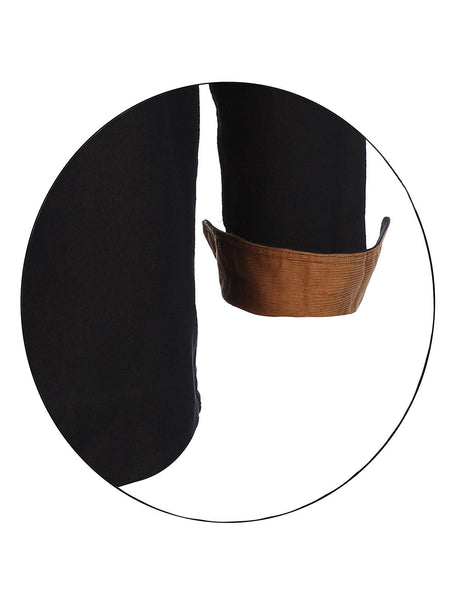 Men's Solid Long Sleeves Flannel Button Up Shirt with Corduroy