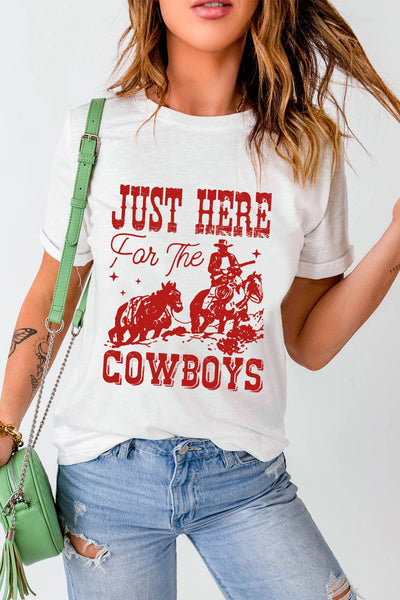 LDC JUST HERE For THE COWBOY Cuffed Sleeve Crew Neck Tee