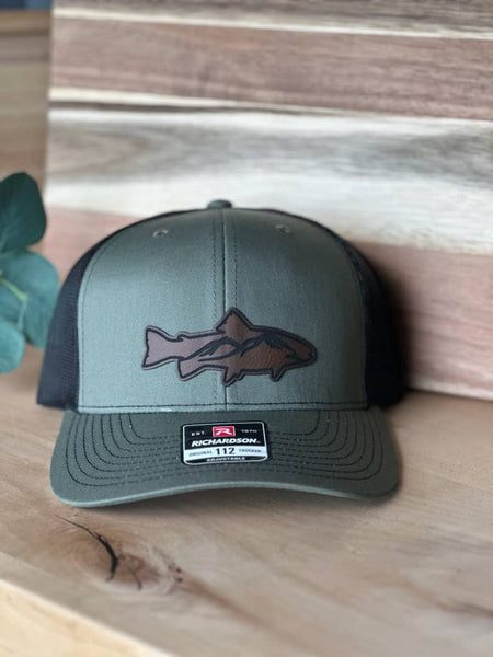 Fish Outline Leather Patch Hat