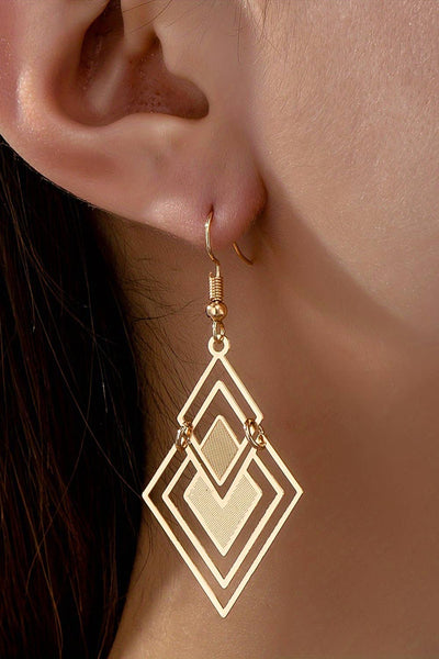 LDC Vintage Geometric Plated Alloy Dangle Earrings: Gold
