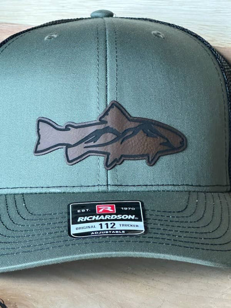 Fish Outline Leather Patch Hat