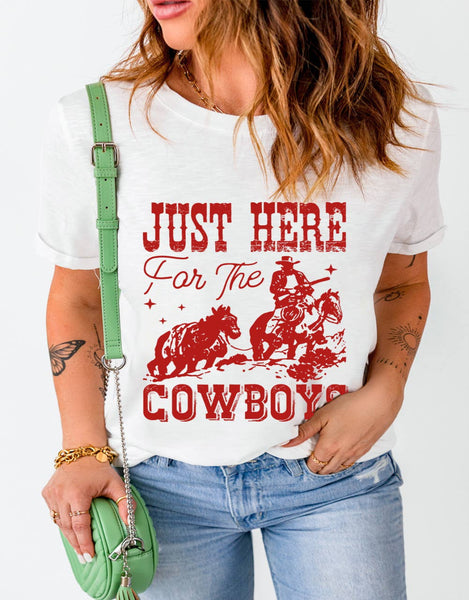 LDC JUST HERE For THE COWBOY Cuffed Sleeve Crew Neck Tee
