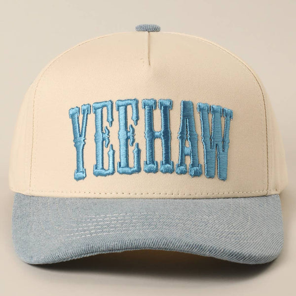 YEEHAW Two-Tone Embroidered Trucker Hat: DNM / ONE SIZE