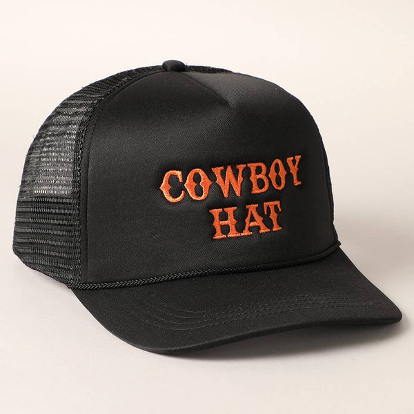 Cowboy Hat Embroidered Mesh Back Trucker Cap