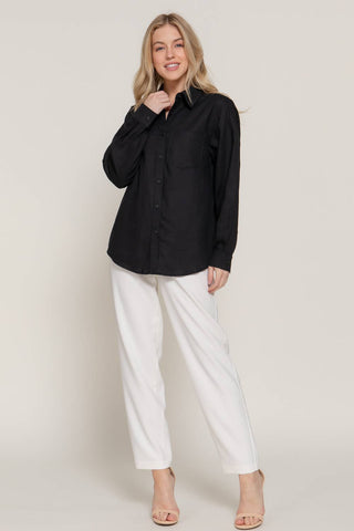 Long Sleeve Linen Blend Shirt