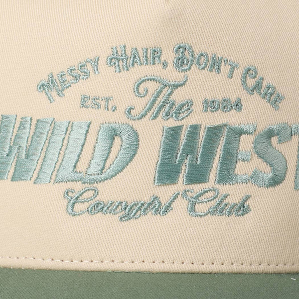 Messy Hair Wild West Cowgirl Club Embroidery Hat: Sage / ONE SIZE