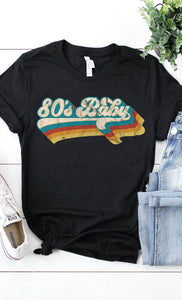 Retro 80s Baby Graphic Tee: HEATHER BLACK