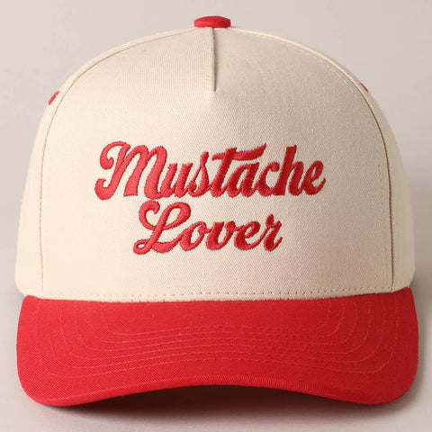 Mustache Lover Two Tone Trucker Hat: Red / ONE SIZE