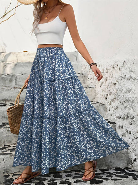 Floral Belt With Three-layer Splicing Skirt