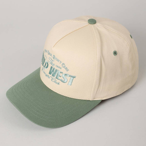 Messy Hair Wild West Cowgirl Club Embroidery Hat: Sage / ONE SIZE