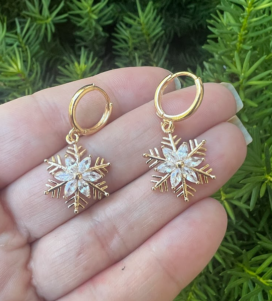 Snowflake Huggie Hoops
