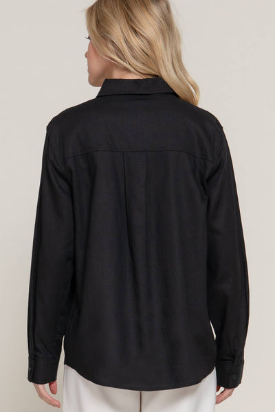 Long Sleeve Linen Blend Shirt