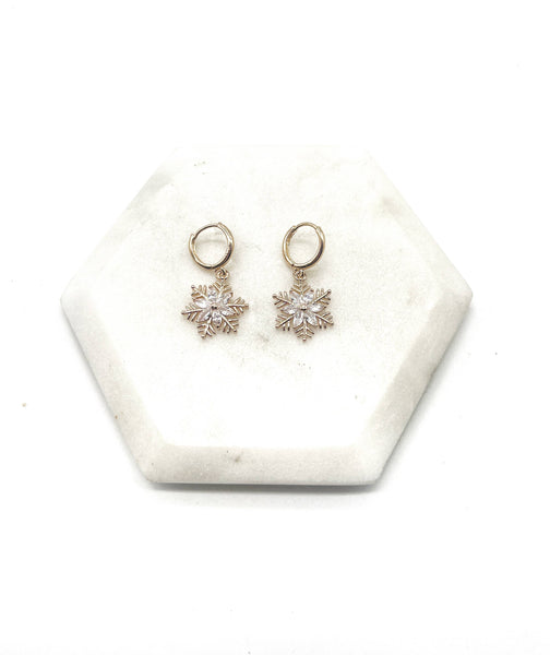 Snowflake Huggie Hoops