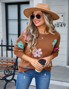 Multi Color Floral Knit Sweater