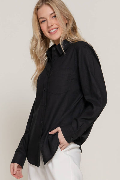 Long Sleeve Linen Blend Shirt