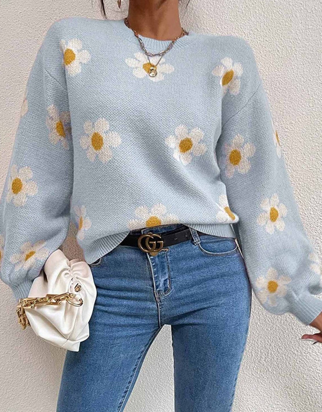 Loose Knit Pullover Round Sweater