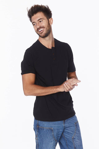 Men's Henley Short Sleeve Cotton T-Shirt