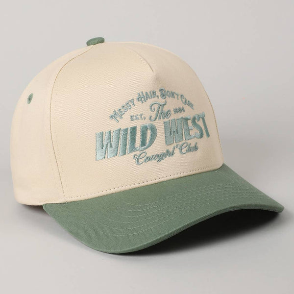 Messy Hair Wild West Cowgirl Club Embroidery Hat: Sage / ONE SIZE