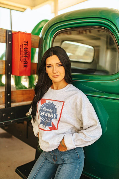 Howdy Cowboy Sweatshirt: Ash / S