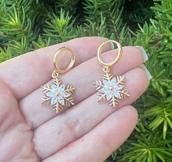 Snowflake Huggie Hoops