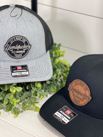 Adult Dumbf***ery To A Minimum Patch Snapback Hat: Gray & Black / Chestnut
