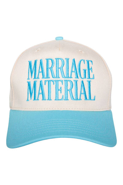 Marriage Material Two-Toned Trucker Hats For Women: Aqua and Tan