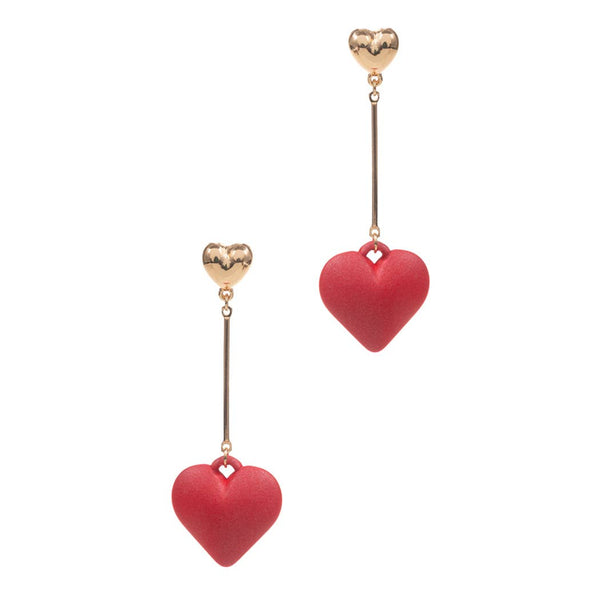 Dangle Heart Linear Post Drop Earrings: ONE SIZE / HPK