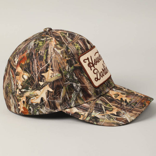 Howdy Darlin' Embroidery Patch Camo Trucker Hat: CAMO / ONE SIZE