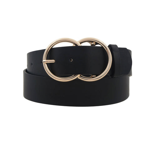 Thick Double Ring Belt: BLACK