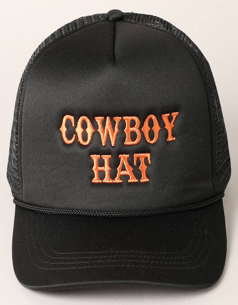 Cowboy Hat Embroidered Mesh Back Trucker Cap