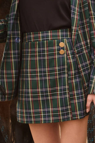 Plaid Front Wrap Skort