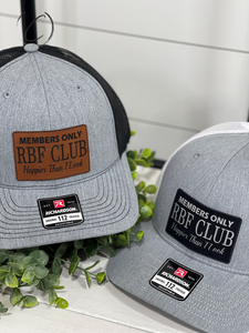 Adult Members Only RBF Club Patch Snapback Hat: Black & Black / Chestnut