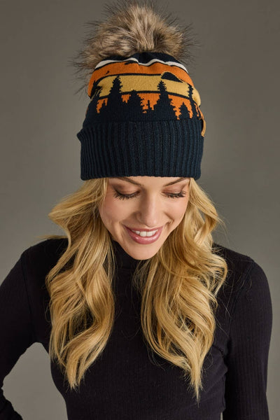 Dk. Navy Forest Landscape Pom Hat