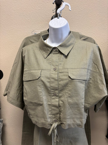 Linen Drawstring Top