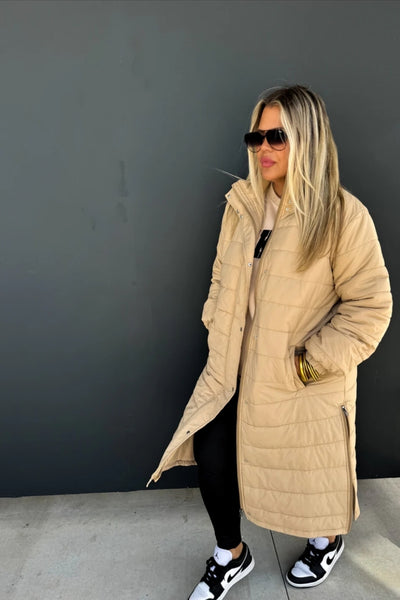 Long Puffer Jacket Tan